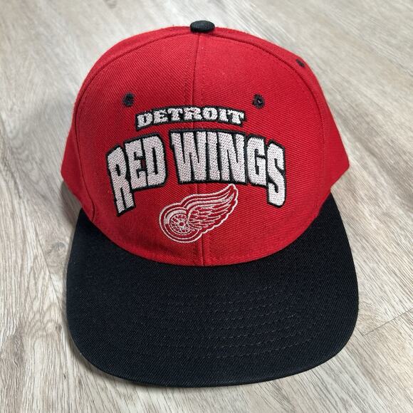 Vintage Detroit‎ Red Wings Hat Snapback NHL Nutmeg Wool Blend Red Black Cap USA - Picture 1 of 9